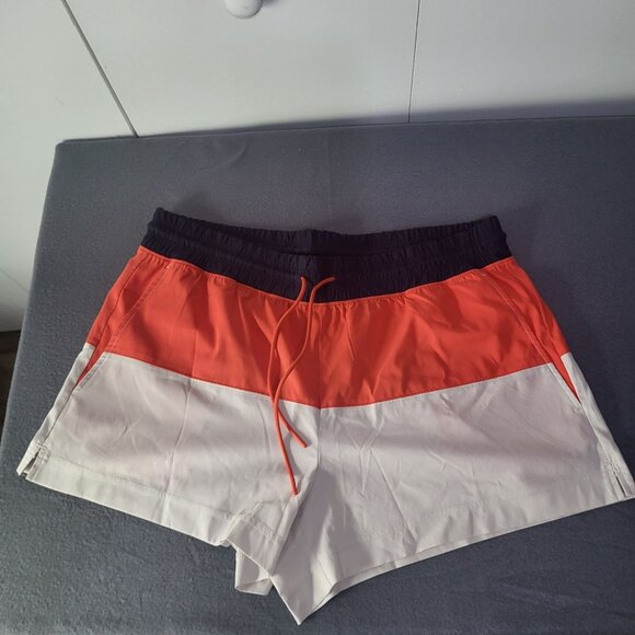 ATHLETA Oahu Colorblock Shorts Womens SZ 16 Orange Blue Summer Beach Athleisure - Picture 4 of 10
